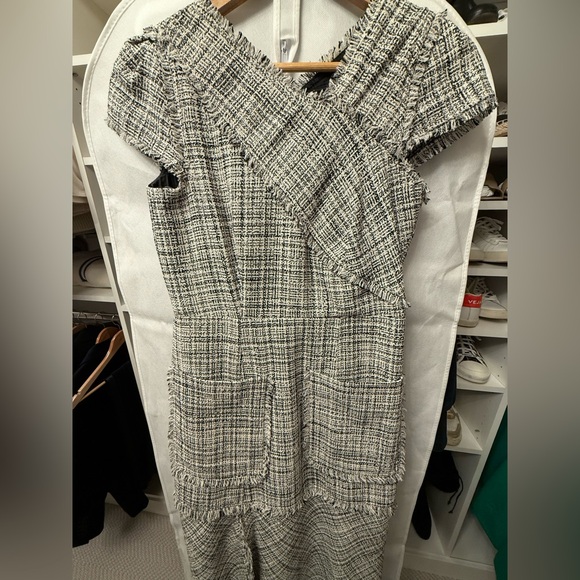 ME+EM Black and White Tweed Midi Dress - size 6 - Picture 13 of 13